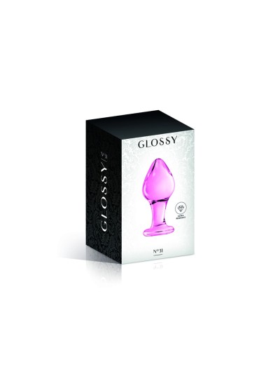 Plug anal boule en verre rose  n°31 Glossy 