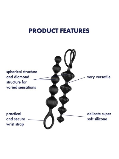 Lot de 2 chapelets noirs Love Beads Satisfyer 