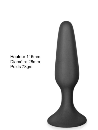 Plug anal noir 11.5cm avec ventouse 