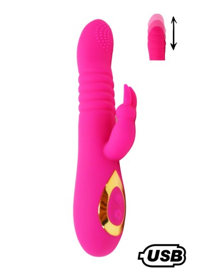 TWIST 2 Rose, Vibromasseur Rabbit va-et-vient USB en silicone médical, doté de 18 modes de stimulation 