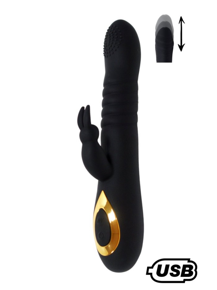 TWIST 2 Noir, Vibromasseur Rabbit va-et-vient USB en silicone médical, doté de 18 modes de stimulation 
