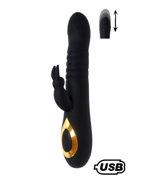 TWIST 2 Noir, Vibromasseur Rabbit va-et-vient USB en silicone médical, doté de 18 modes de stimulation 