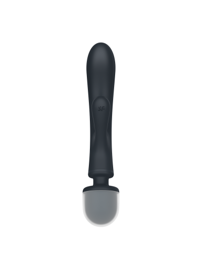 2 en 1 Vibromasseur rabbit et wand noir USB Triple Lover Satisfyer 