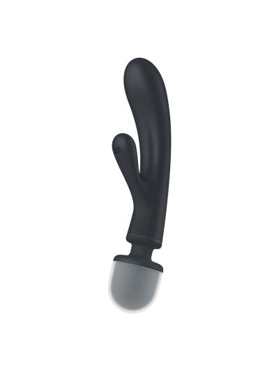 2 en 1 Vibromasseur rabbit et wand noir USB Triple Lover Satisfyer 