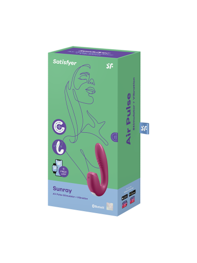 2 en 1 Vibromasseur point G avec stimulateur clitoris connecté USB rouge Sunray Satisfyer 