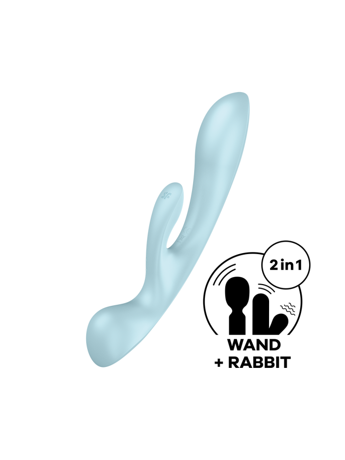 2 en 1 Rabbit point G avec stimulateur de clitoris et Wand Bleu USB Triple Oh Satisfyer 