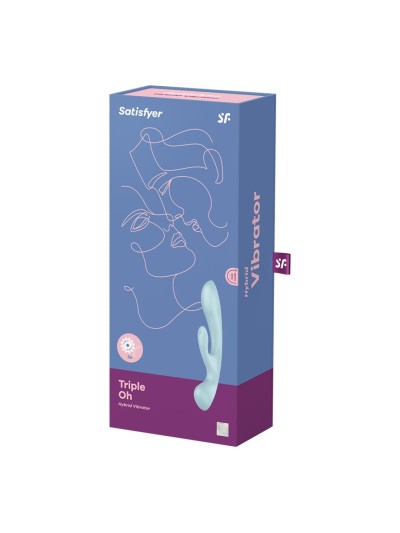 2 en 1 Rabbit point G avec stimulateur de clitoris et Wand Bleu USB Triple Oh Satisfyer 