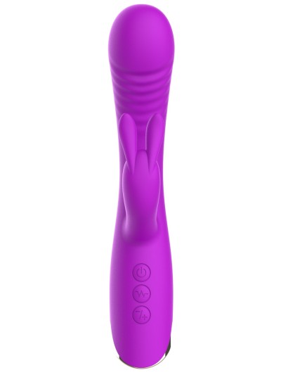 Vibromasseur triple stimulation très puissant violet USB 