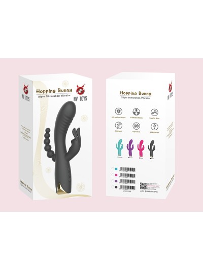 Vibromasseur triple stimulation très puissant violet USB 