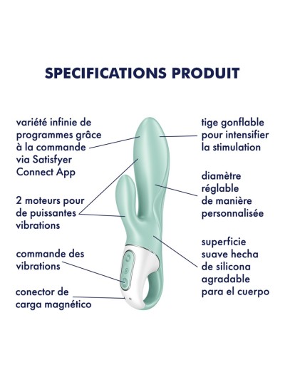 Vibromasseur rabbit gonflant connecté, USB Air Pump Bunny 5 Satisfyer 