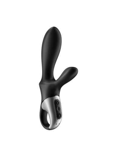 Vibromasseur rabbit noir USB, chauffant et connecté Heat Climax  Satisfyer 