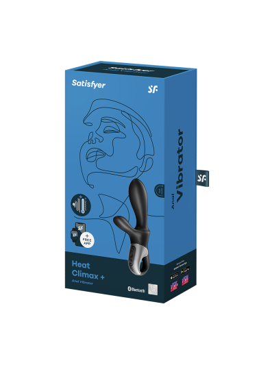 Vibromasseur rabbit noir USB, chauffant et connecté Heat Climax  Satisfyer 