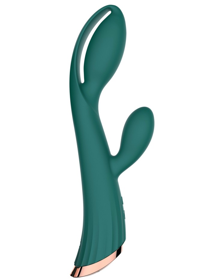 Vibromasseur vert avec stimulateur de clitoris LRIS USB 