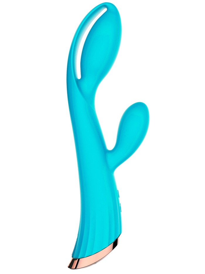 Vibromasseur bleu avec stimulateur de clitoris LRIS USB 