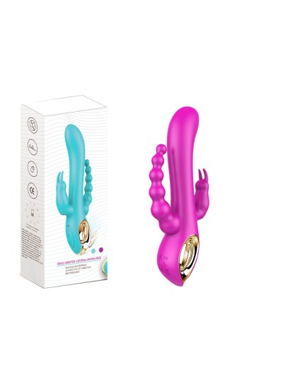 Vibromasseur Rabbit  rose  avec chapelet vibrant 