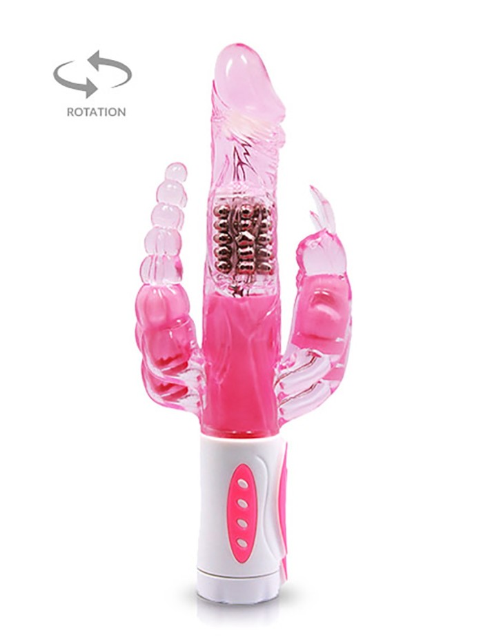 Vibromasseur rabbit rotatif triple stimulation 