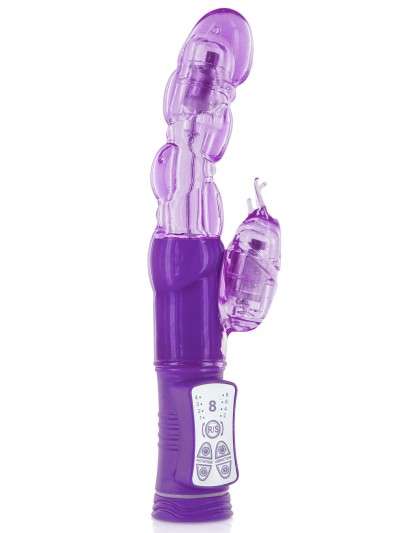 Vibromasseur rabbit violet tête rotative USB 