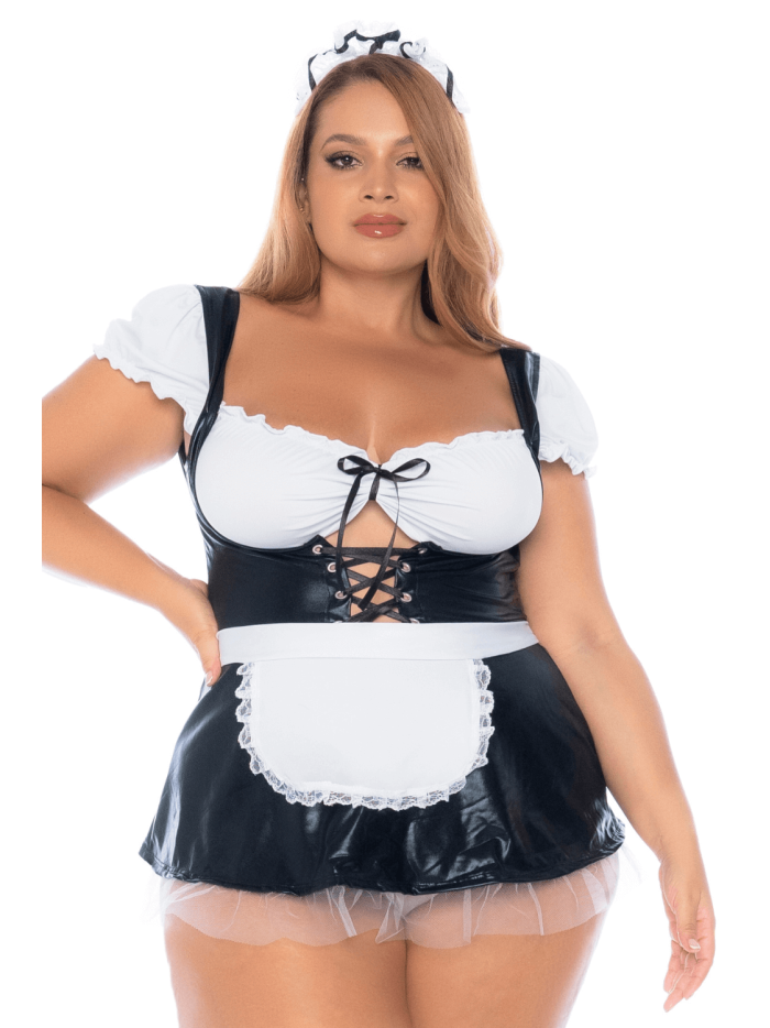 Costume sexy soubrette grande taille 3 pièces 