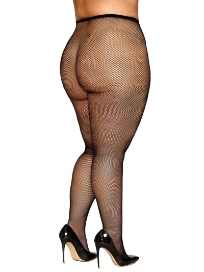 Collant résille grande taille fine maille noir 