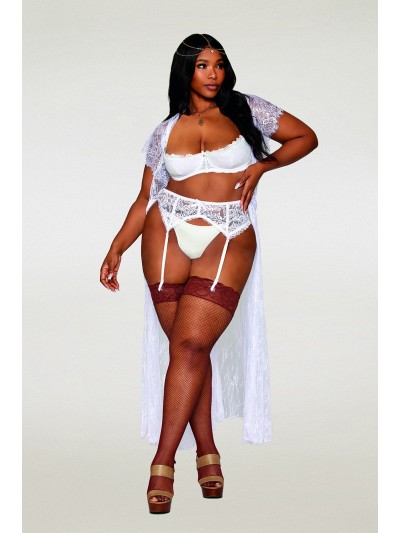 Soutien-gorge, grande taille, Demi-seins à armatures en dentelle blanche 