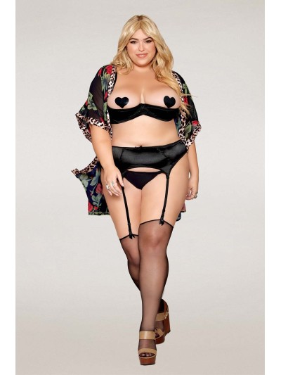 Soutien-gorge Demi-Seins, grande taille, en satin noir 
