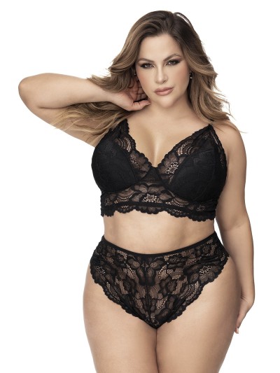 Lingerie grande taille, soutien-gorge et culotte en fibres recyclées 
