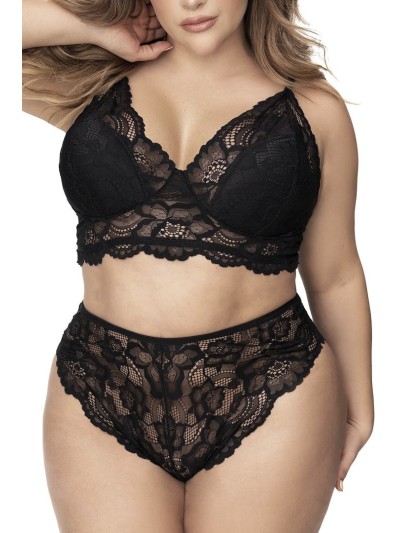 Lingerie grande taille, soutien-gorge et culotte en fibres recyclées 