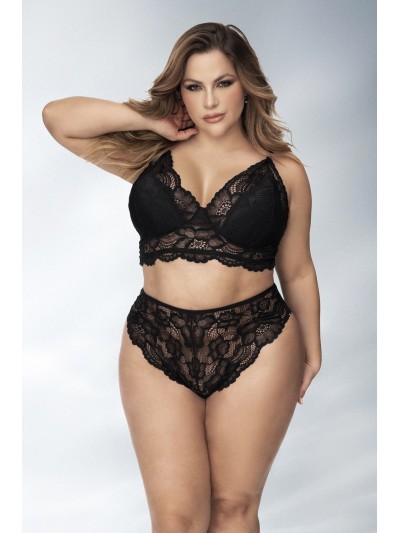 Lingerie grande taille, soutien-gorge et culotte en fibres recyclées 