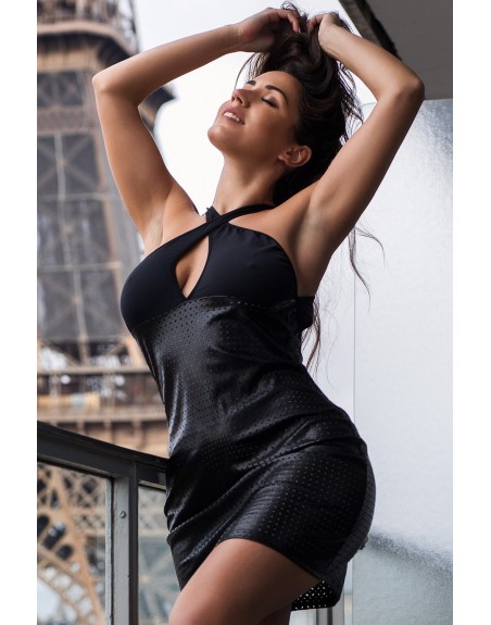 Robe noire simili cuir Margot 