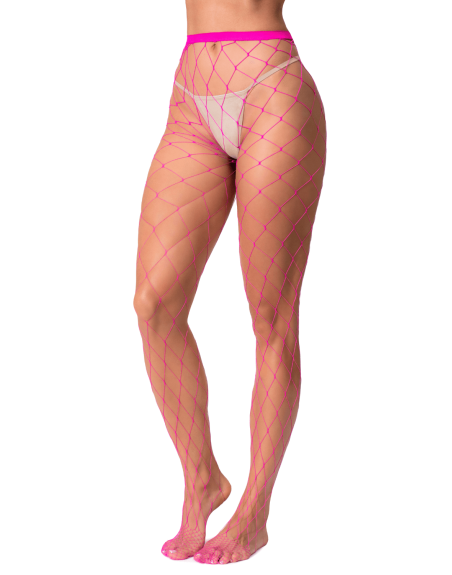 Collant large maille rose 