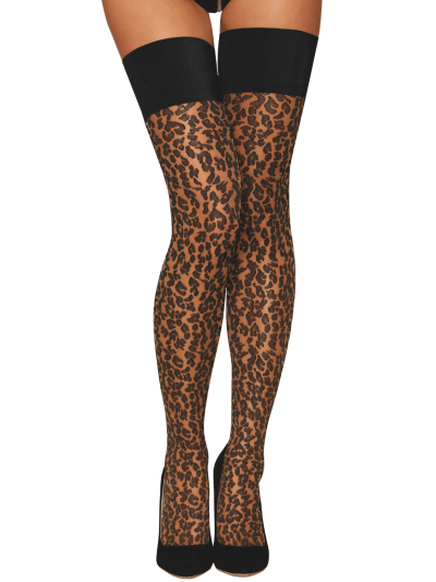 Bas autofixant imprimé léopard 