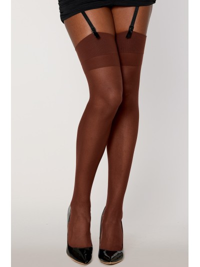 Bas nylon avec jarretières couleur café 
