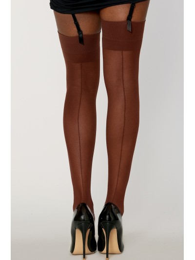 Bas nylon avec jarretières couleur café 