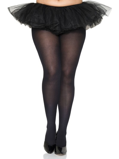 Collant grande taille fantaisie opaque noir 