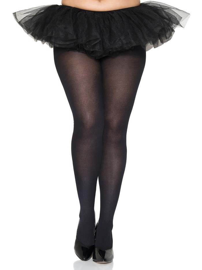 Collant grande taille fantaisie opaque noir 