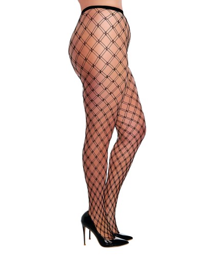 Collant grande taille large maille en forme de losange 