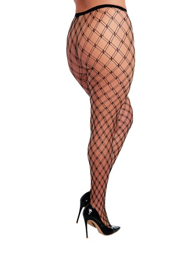 Collant grande taille large maille en forme de losange 