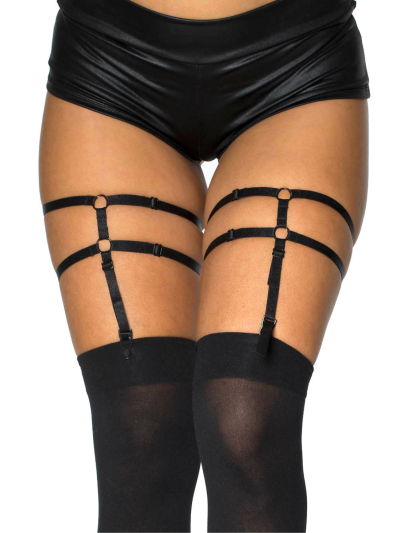 Porte-jarretelles noir brillant style harnais 