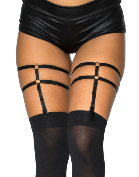 Porte-jarretelles noir brillant style harnais 