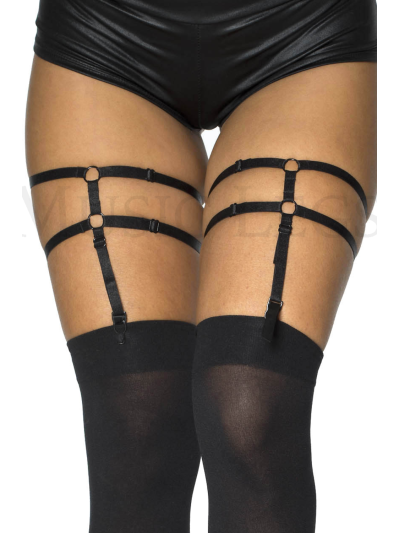 Porte-jarretelles noir brillant style harnais 