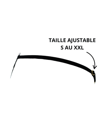 String noir en dentelle avec bijou et chaîne dorée 