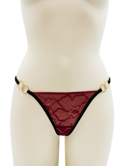 String bordeaux avec anneaux détachables 