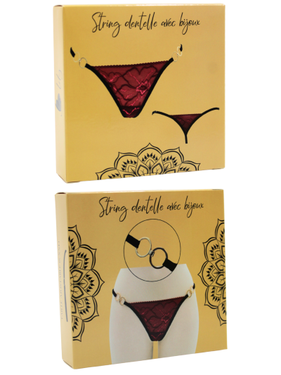 String bordeaux avec anneaux détachables 