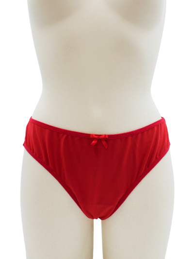 Culotte rouge en dentelle avec nœud en satin 