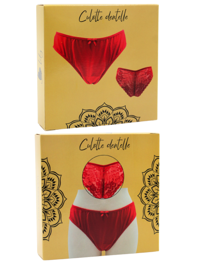 Culotte rouge en dentelle avec nœud en satin 