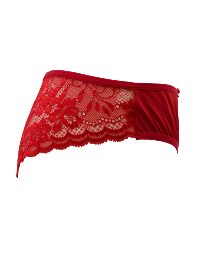Culotte rouge en dentelle avec nœud en satin 