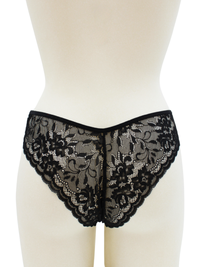 Culotte noire en dentelle avec nœud en satin 