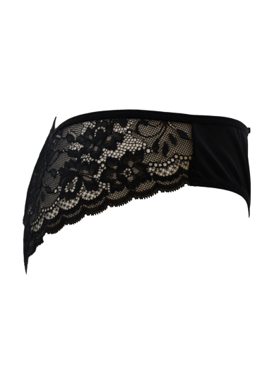 Culotte noire en dentelle avec nœud en satin 