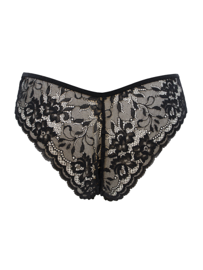 Culotte noire en dentelle avec nœud en satin 