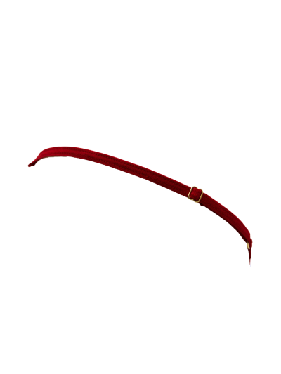 String rouge avec bijou perle  strass dorés 